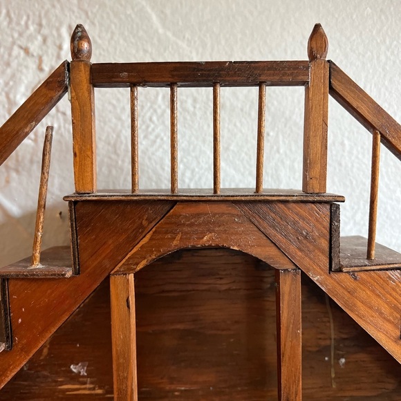 🪜 Vintage Wooden Staircase Shelf Miniature Display Rustic Farmhouse Cottagecore - Picture 4 of 9